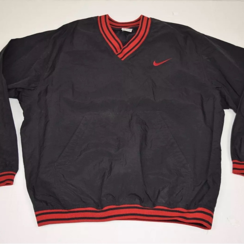 Nike XL 90s Black and Red Pullover Windbreaker